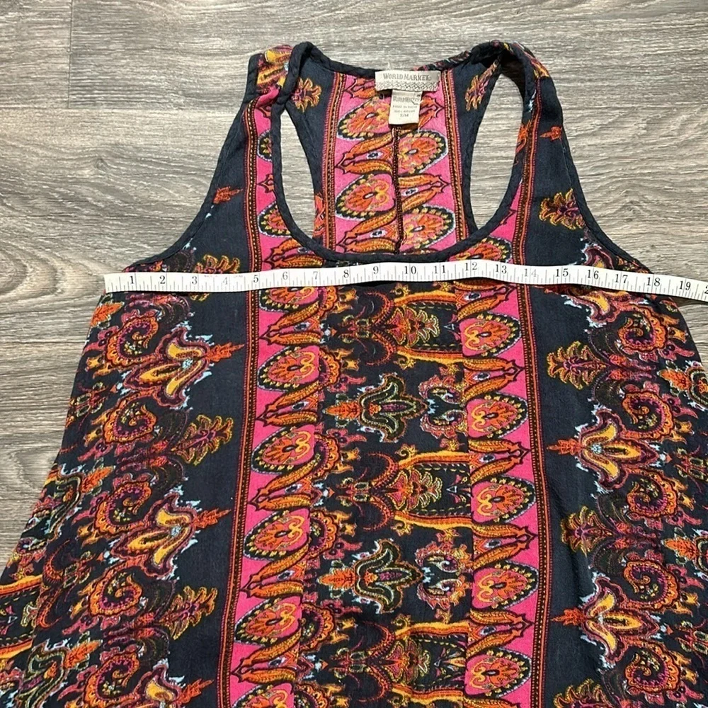 World Market S/M Boho Festival Grunge Uneven Hem Racerback Tank Altstyle 90s - Picture 3 of 10